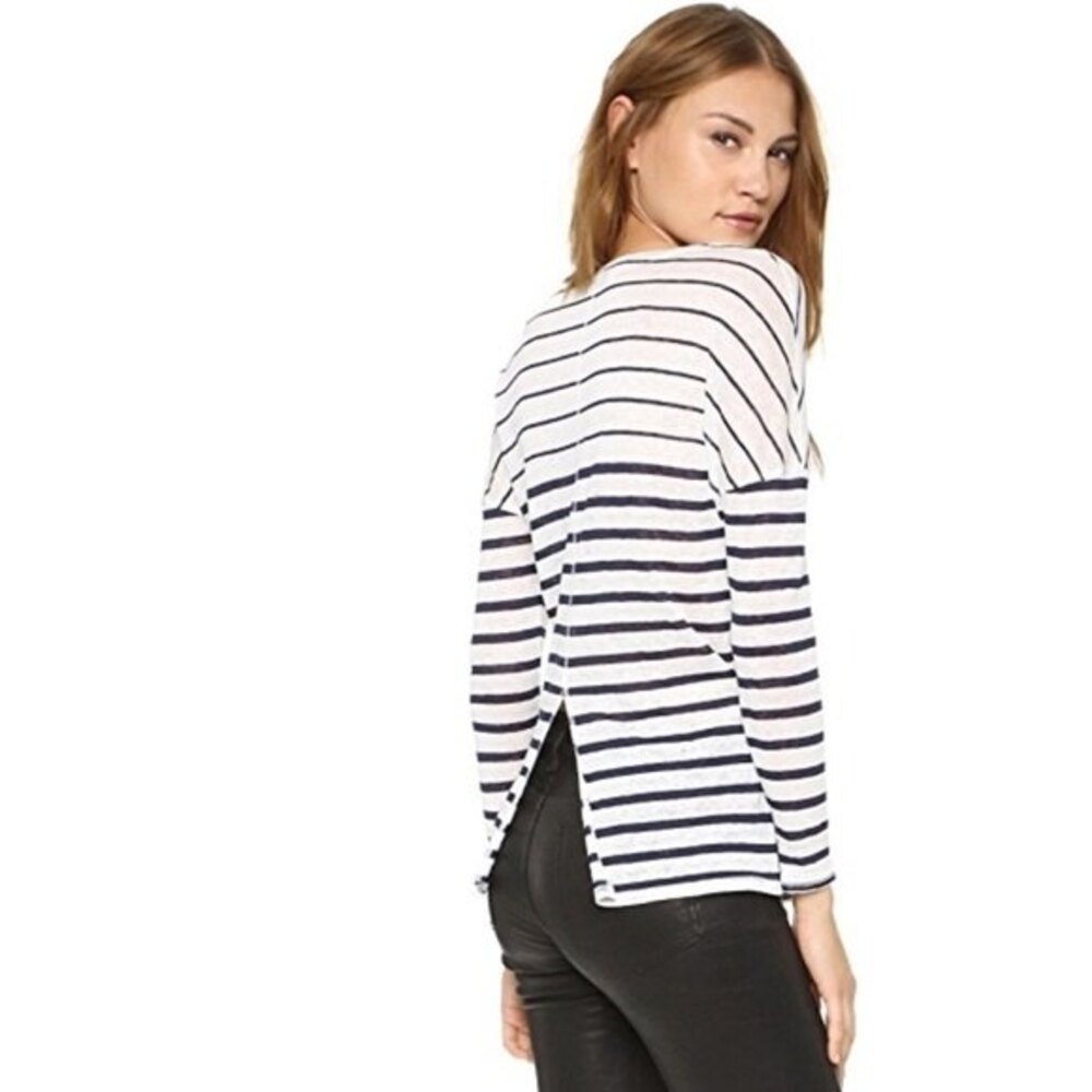 Cupcake & Cashmere Jackie Linen Stripe Pullover XS
